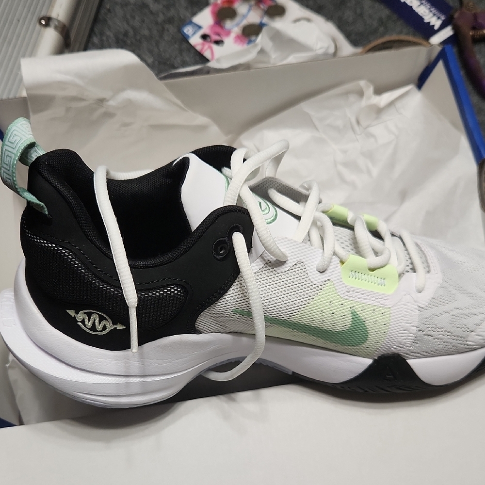 White and Green Athletic Sneakers